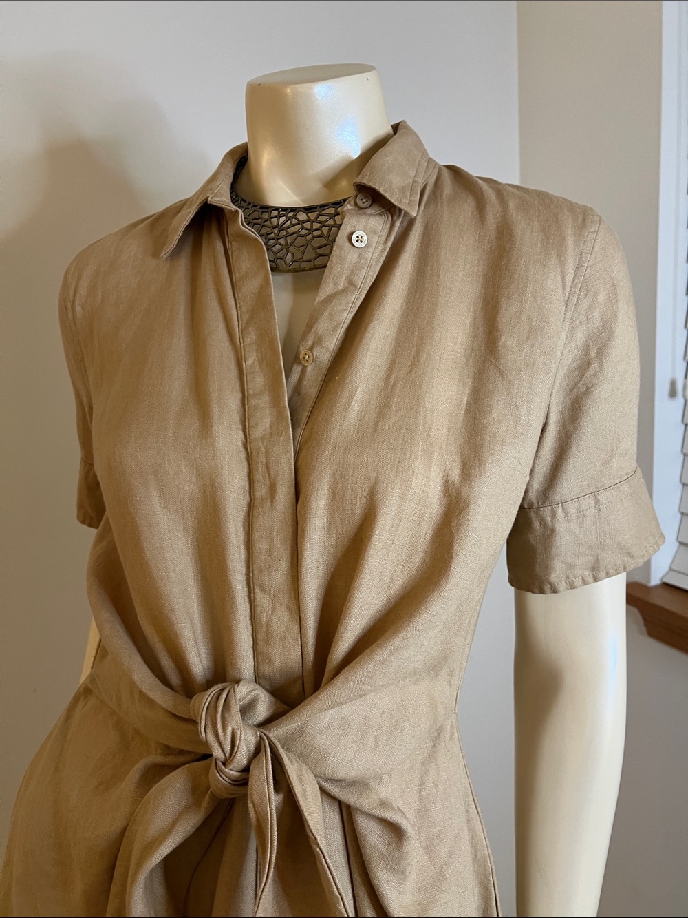 ❤️ Lauren Ralph Lauren Linen Tie-Waist Midi Dress - Picture 4 of 15